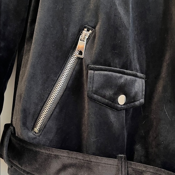 VERO MODA NWOT Black Velvet Moto Jacket Lined, Size M - Picture 7 of 13